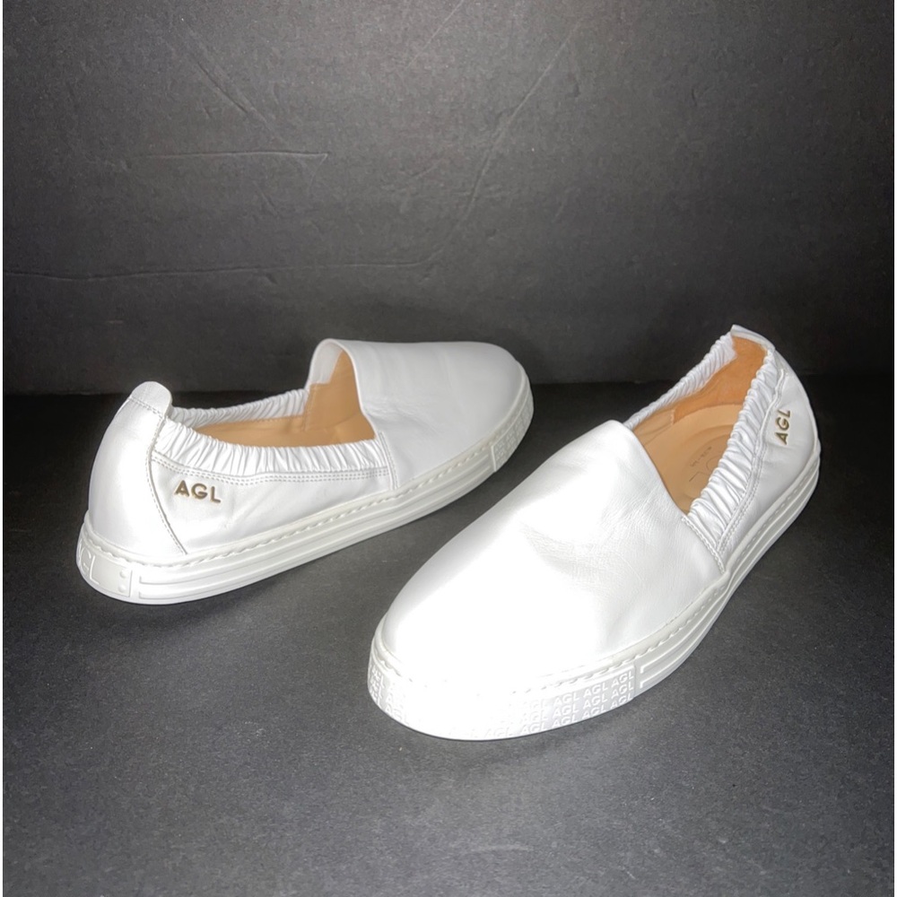 $325 AGL ATTILIO GIUSTI LEOMBRUNI Slip On Made in Italy Leather Sneaker Sz 39.5